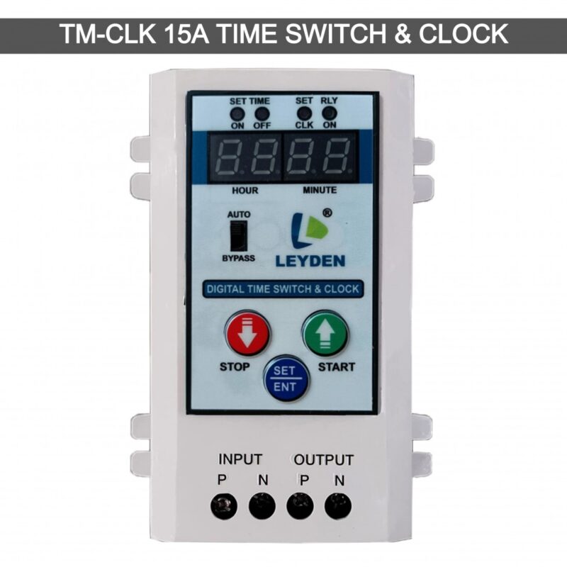 LEYDEN® TM-CLK 15A, 230 Volt AC, 24 Hour Digital Programmable Electronic Timer Switch, Digital Clock Timer 10 ON/OFF Programs Per Day For Street Light, Water Pump, AC, incubators, Solar Panel Cleaning And Other Application (WHITE)